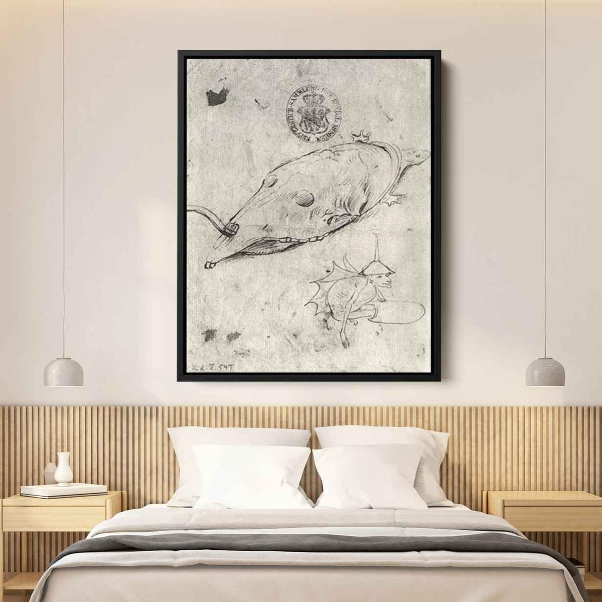 Turtle and a winged demon Canvas Print