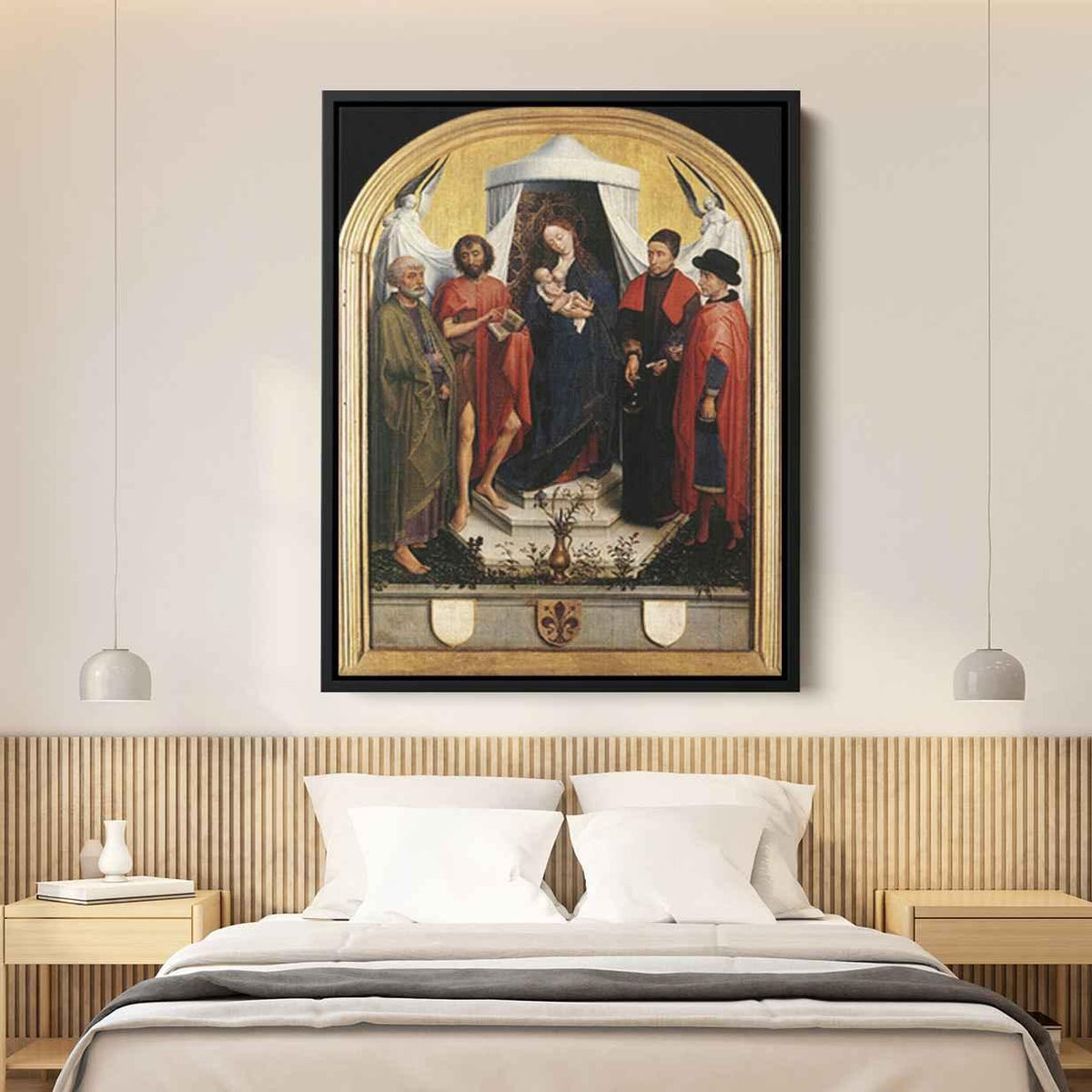 Virgin with the Child and Four Saintsby Rogier van der Weyden Canvas Print