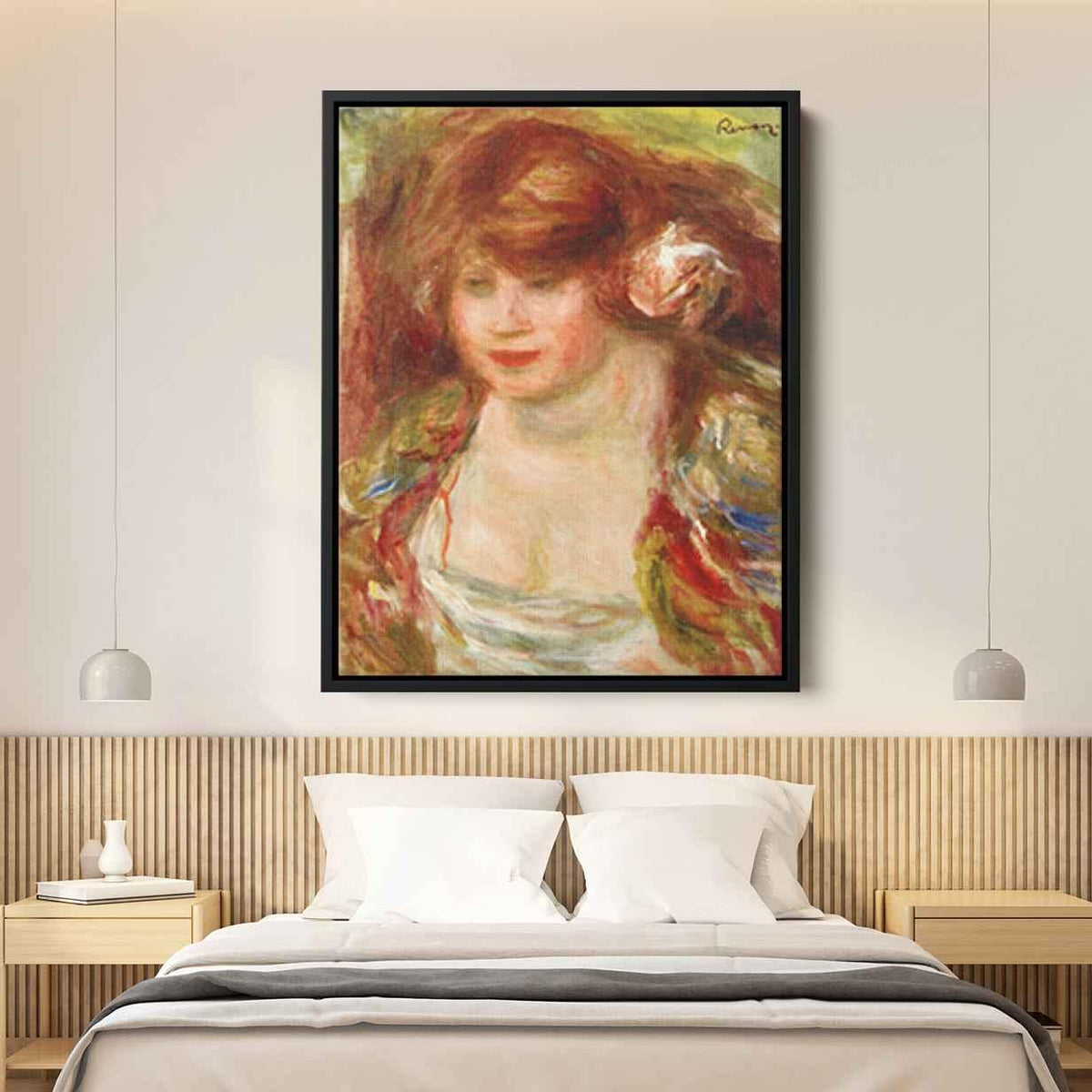 Woman Wearing a Rose Andreeby Pierre-Auguste Renoir Canvas Print