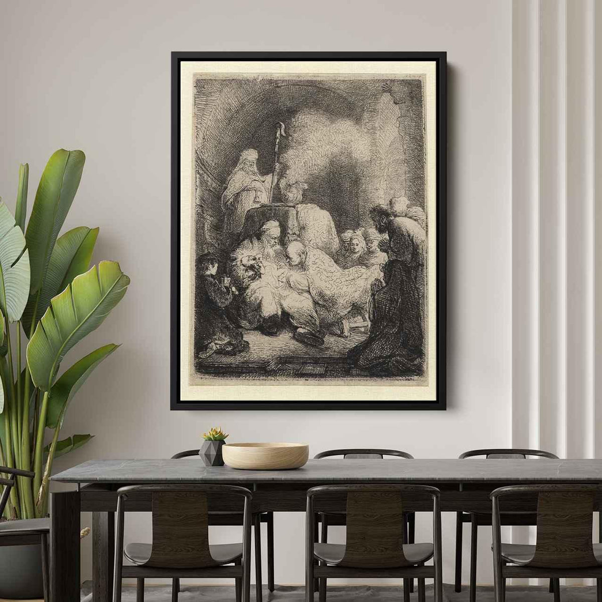 The circumcision small plateby Rembrandt Canvas Print