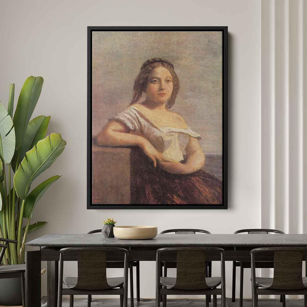 The Fair Maid of Gascony (The Blond Gascon)by Camille Corot Canvas Print