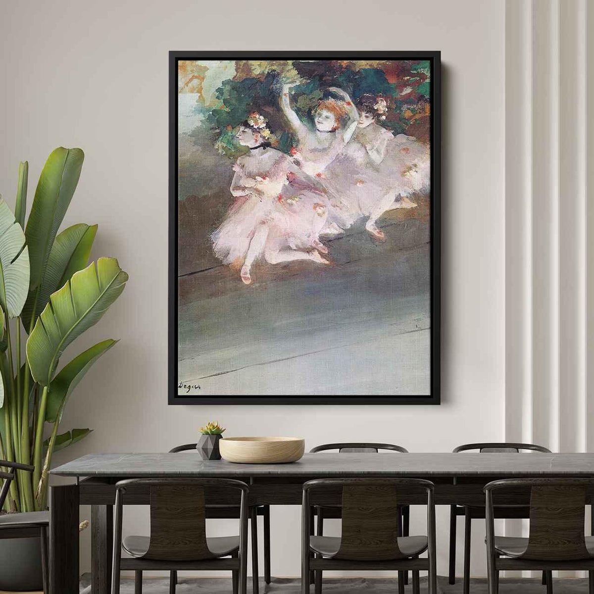 Three Ballet Dancersby Edgar Degas Canvas Print