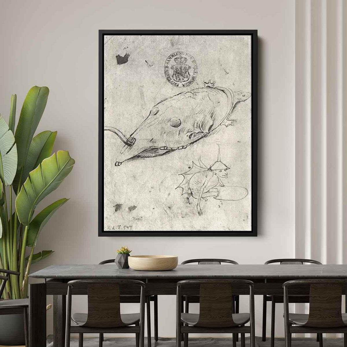 Turtle and a winged demon Canvas Print