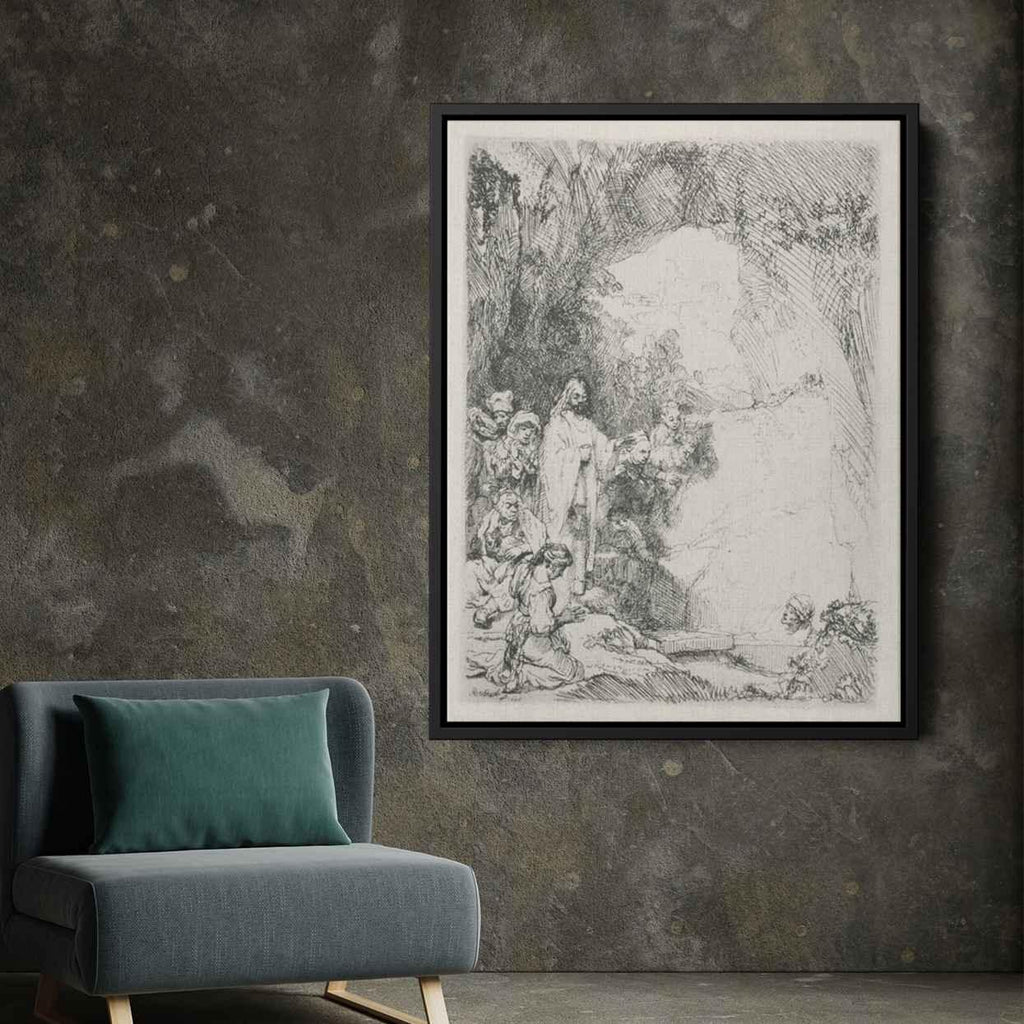 The Resurrection of Lazurus a Small Plateby Rembrandt Canvas Print
