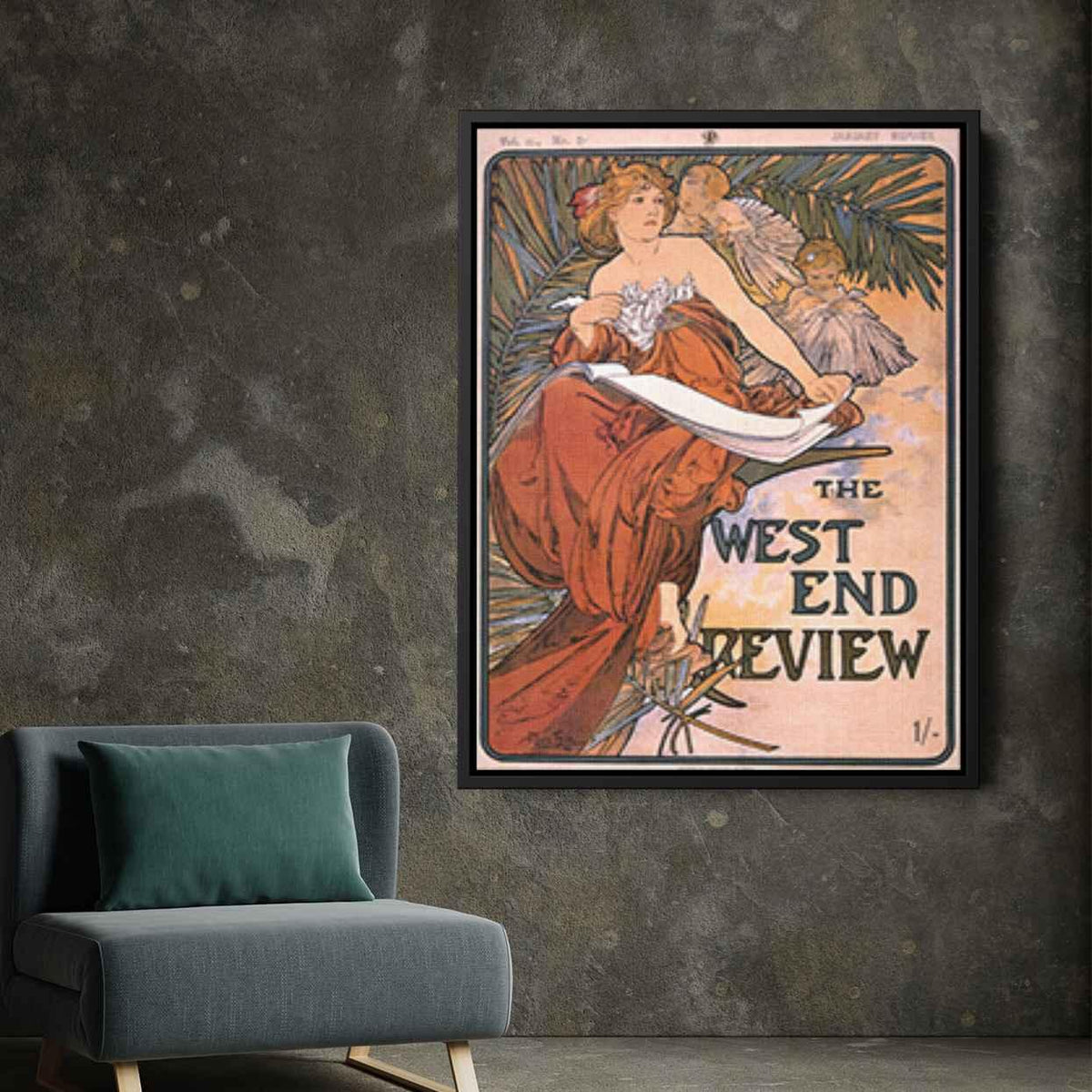 The west end reviewby Alphonse Mucha Canvas Print