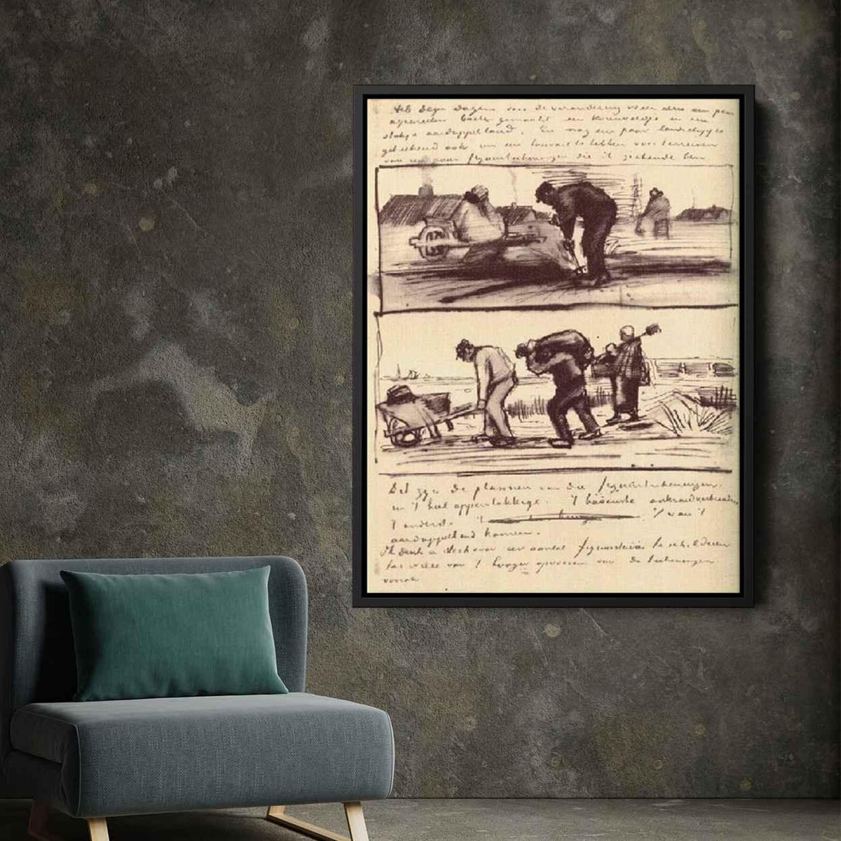 Three Persons Returning from the Potato Fieldby Vincent van Gogh Canvas Print