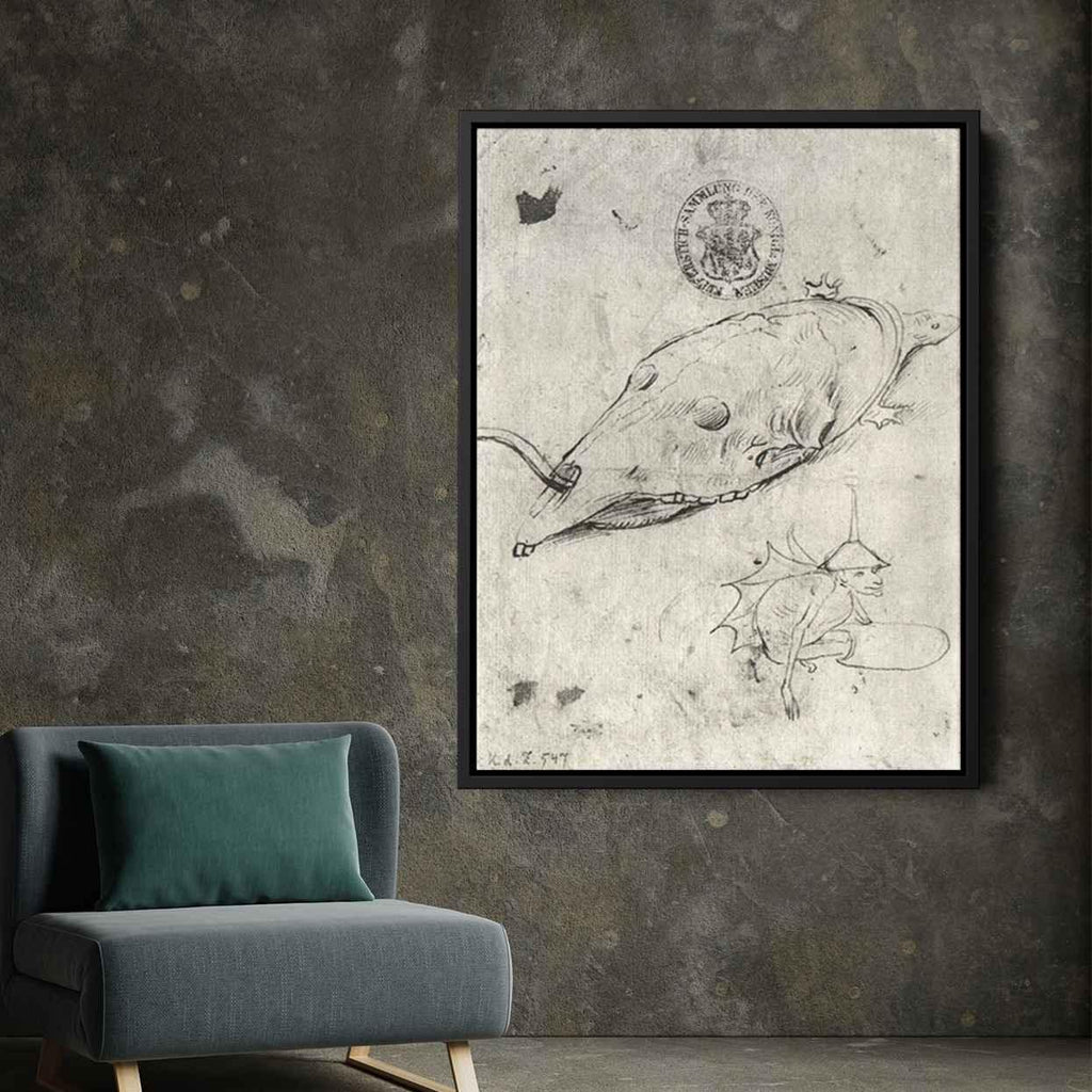 Turtle and a winged demon Canvas Print
