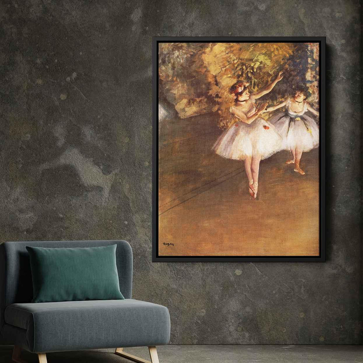 Two Dancers on Stageby Edgar Degas Canvas Print