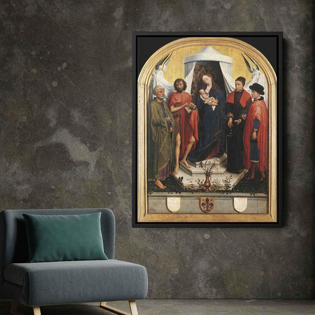 Virgin with the Child and Four Saintsby Rogier van der Weyden Canvas Print