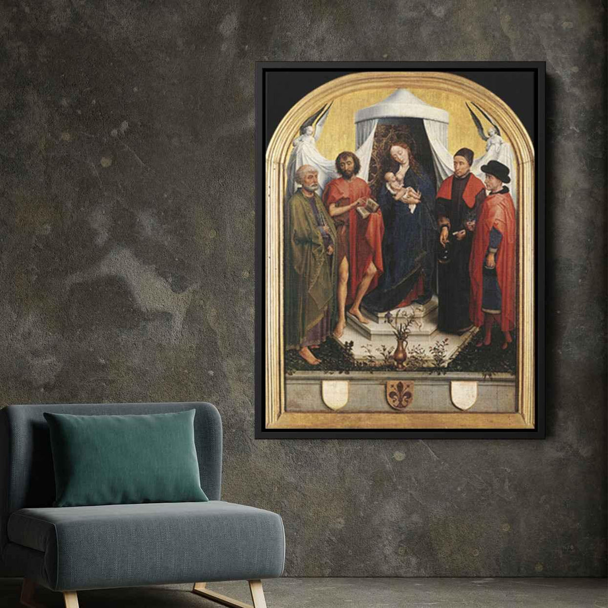 Virgin with the Child and Four Saintsby Rogier van der Weyden Canvas Print