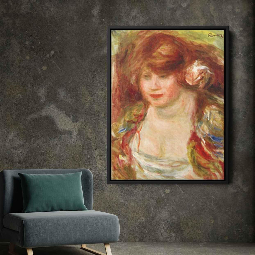Woman Wearing a Rose Andreeby Pierre-Auguste Renoir Canvas Print