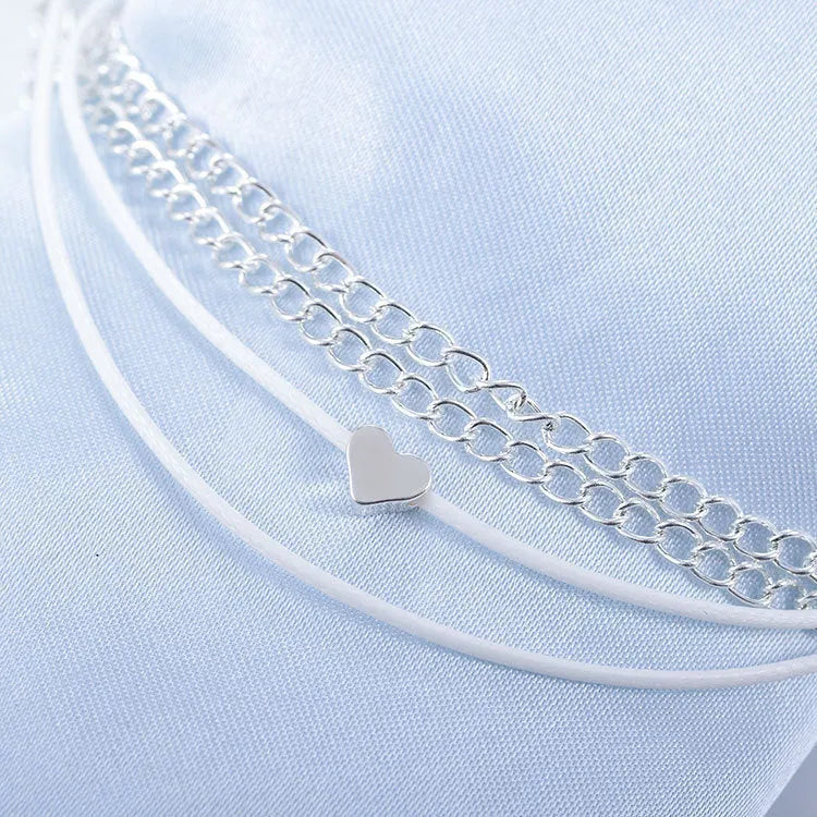 Bohemian Heart Double Chain Anklet