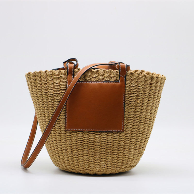 Mitsubishi Grass Handmade Oblique Woven Beach Straw Bag