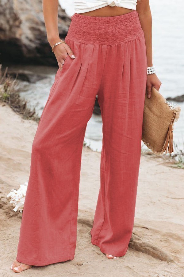 Casual wide leg cotton and linen loose trousers⭐