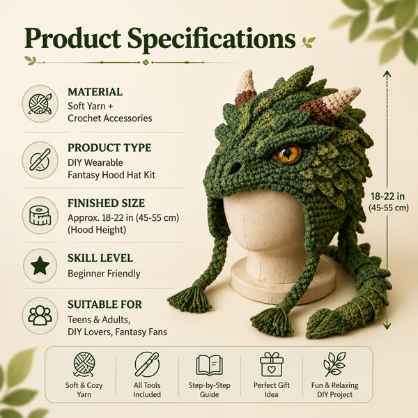 🔥LAST DAY 50% OFF - 🧵Fantasy Hood Hat DIY Crochet Kit – Create Your Own Magical Wearable Character Hat🎁Beginner Friendly