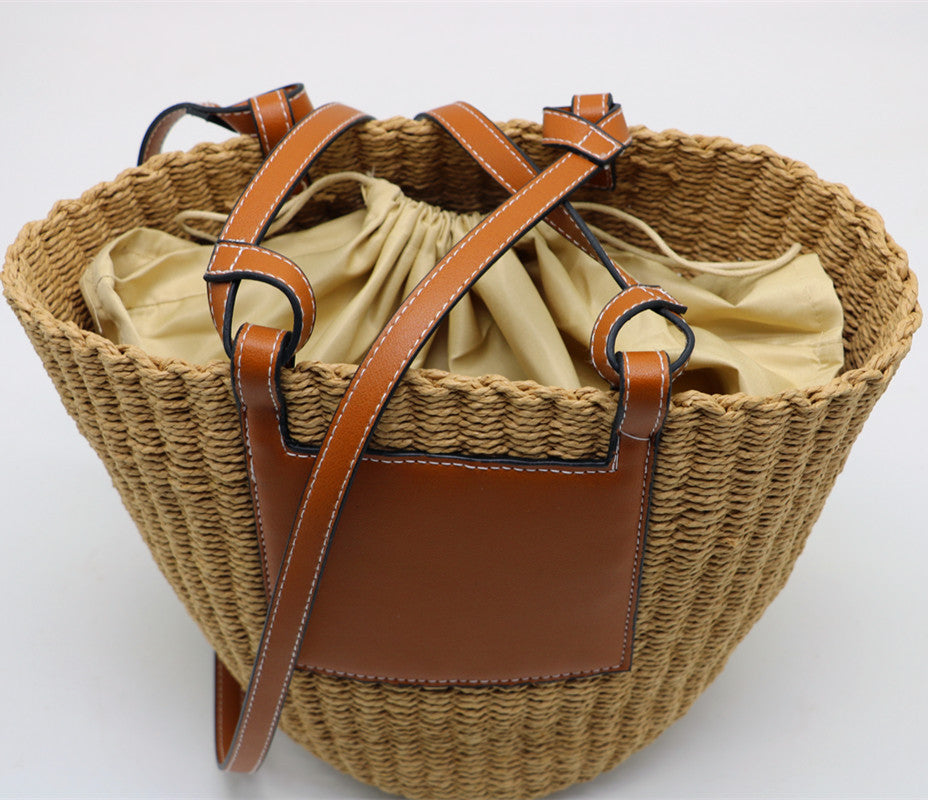 Mitsubishi Grass Handmade Oblique Woven Beach Straw Bag