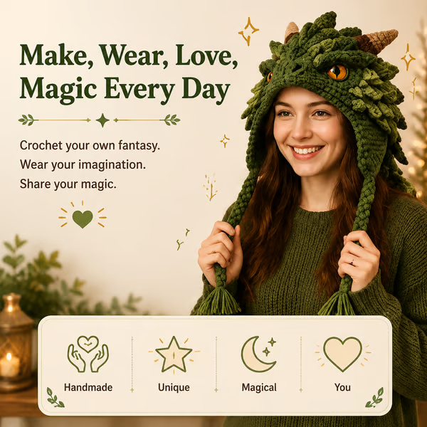 🔥LAST DAY 50% OFF - 🧵Fantasy Hood Hat DIY Crochet Kit – Create Your Own Magical Wearable Character Hat🎁Beginner Friendly