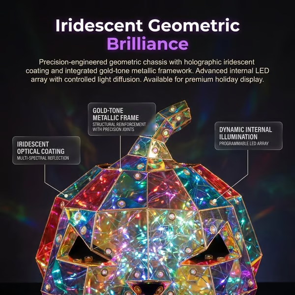 🎃 Prism Pumpkin Night Light | Iridescent LED Halloween Decor