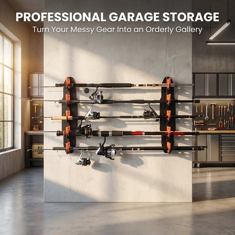 Wall & Ceiling Mounted Fishing Rod Rack – Space-Saving Storage for Rods & Combos 🎣🔩