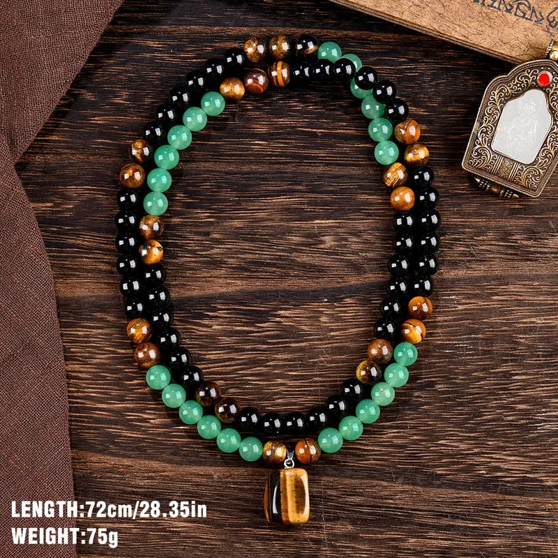 ✨ Money Attraction Necklace With GreenAventurine & Tiger Eye Pendant Healing Crystal Stone