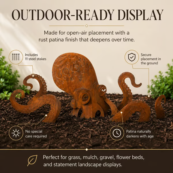 🔥2026 Hot Sale - 🐙Rust Patina Giant Squid Garden Sculpture