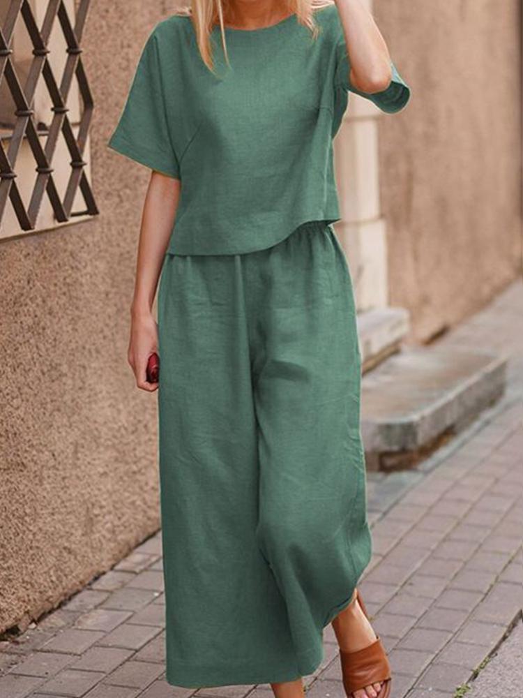 Casual and Loose Solid Color Set of Two Pieces