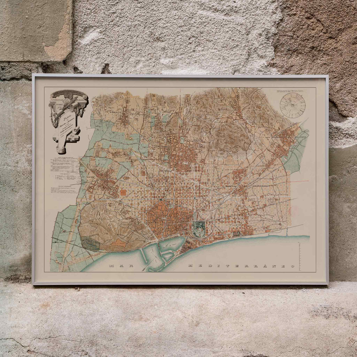 Plan de Barcelone et de ses environs Canvas Print