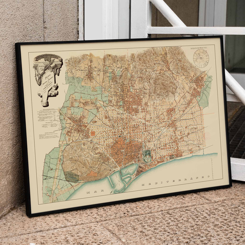 Plan de Barcelone et de ses environs Canvas Print