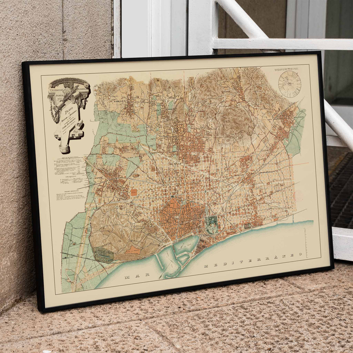 Plan de Barcelone et de ses environs Canvas Print