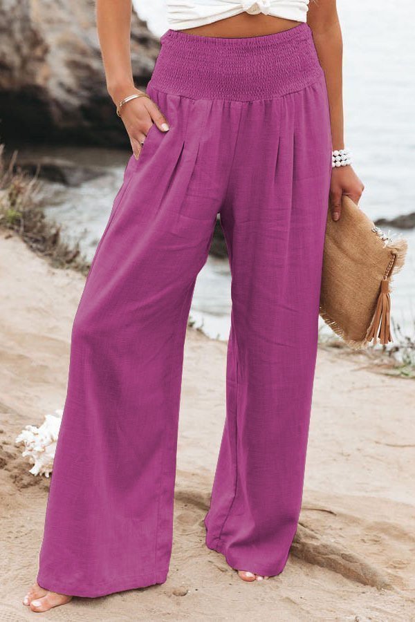 Casual wide leg cotton and linen loose trousers⭐