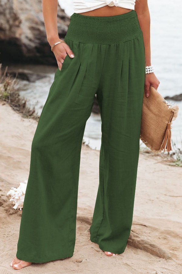 Casual wide leg cotton and linen loose trousers⭐
