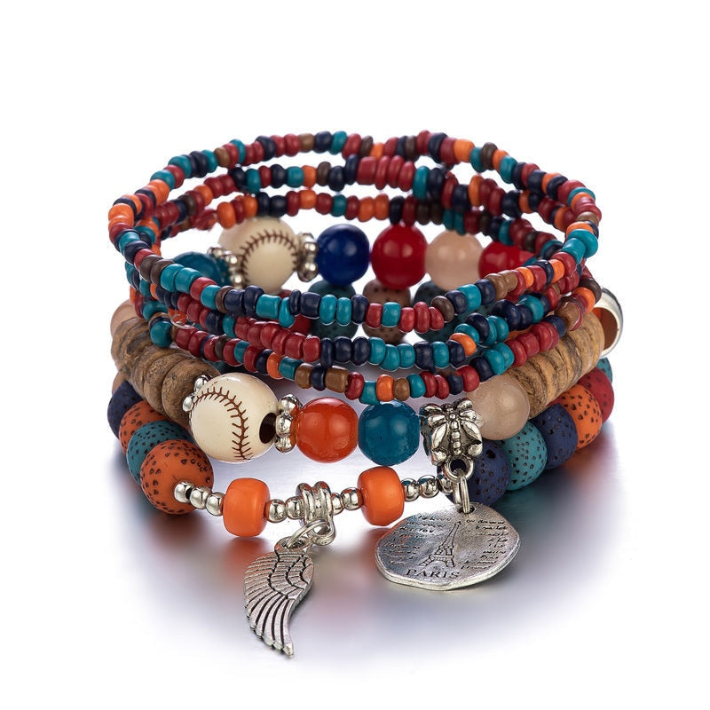 4-piece set of beaded crystal bracelet bohemian style female fashion bracelet jewelry