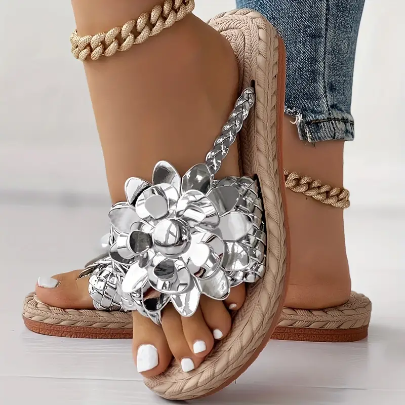 Women's Colorful Floral Decor Thong Sandals