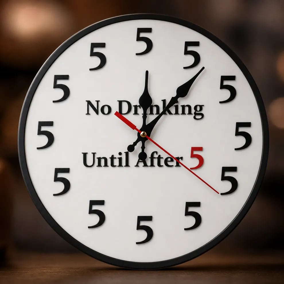 🔥Limited-Time 49% OFF 🔥Funny "No Drinking Until After 5" Round Wall Clock
