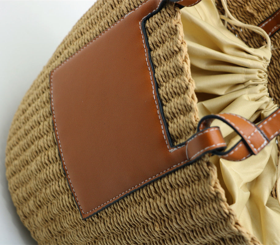 Mitsubishi Grass Handmade Oblique Woven Beach Straw Bag