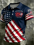 Patriotic American Flag Polo Shirt for Men, 250th Anniversary 1776-2026