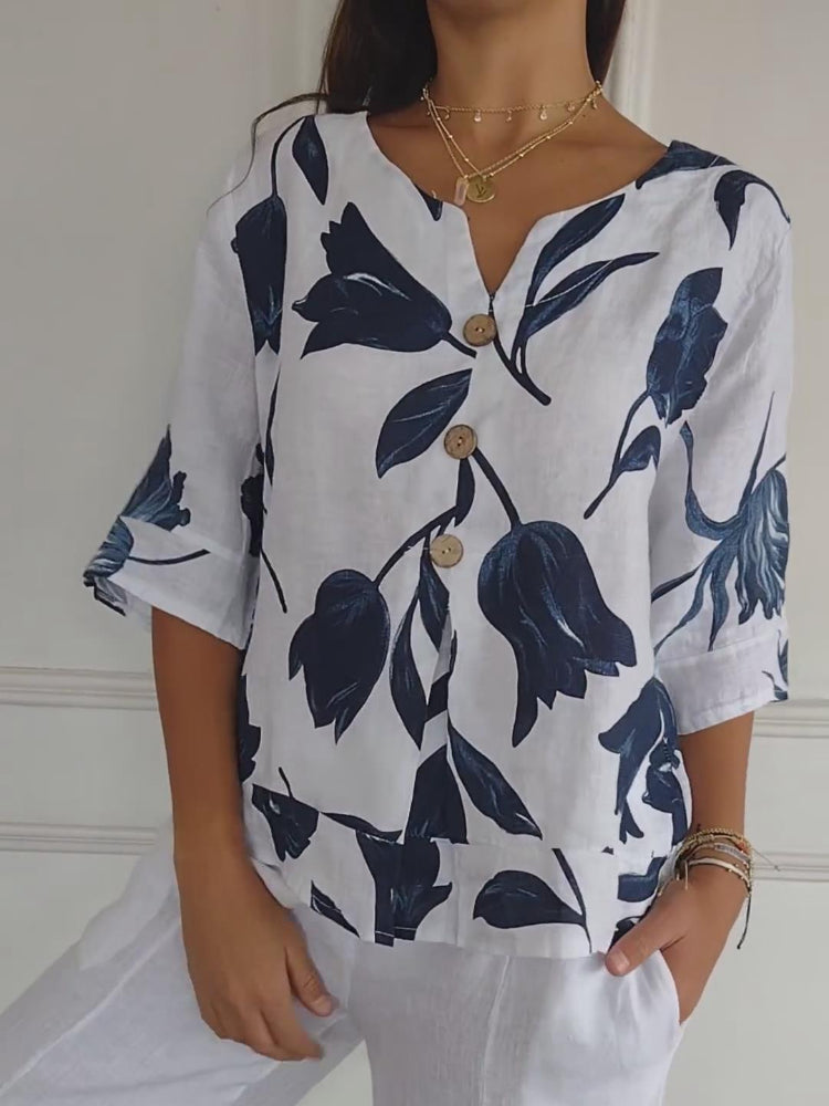 🔥HOT SALES 49% OFF🌷Printed V-neck Tunic Top🌷