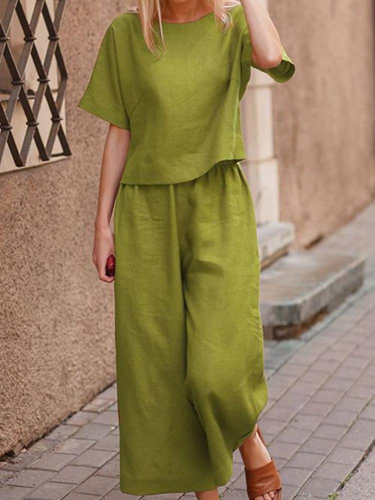 Casual and Loose Solid Color Set of Two Pieces