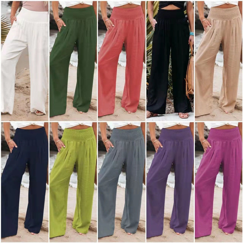 Casual wide leg cotton and linen loose trousers⭐