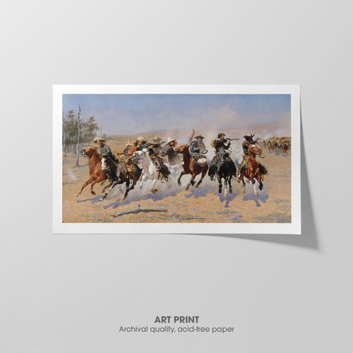 A Dash for the Timber  Remington  Art Print by Without A Frame - Oil Painting canvas print