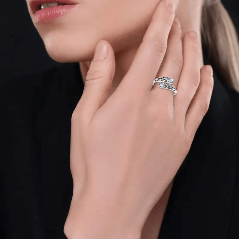 Natural Moonstone Open Rings for Women — Sterling Silver Adjustable Thumb Ring, Healing Crystal Statement Jewelry