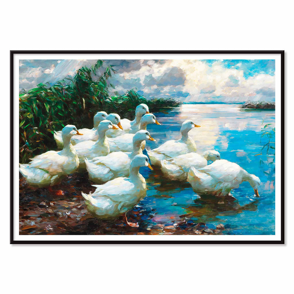 Canards au bord d'un lac Canvas Print