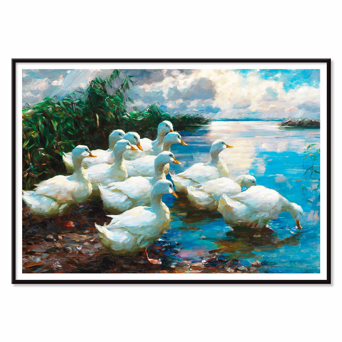 Canards au bord d'un lac Canvas Print