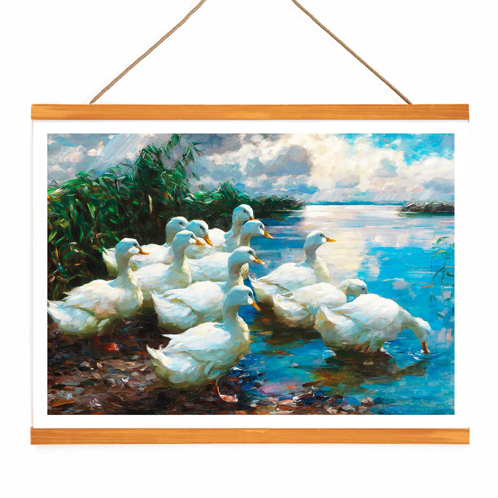 Canards au bord d'un lac Canvas Print