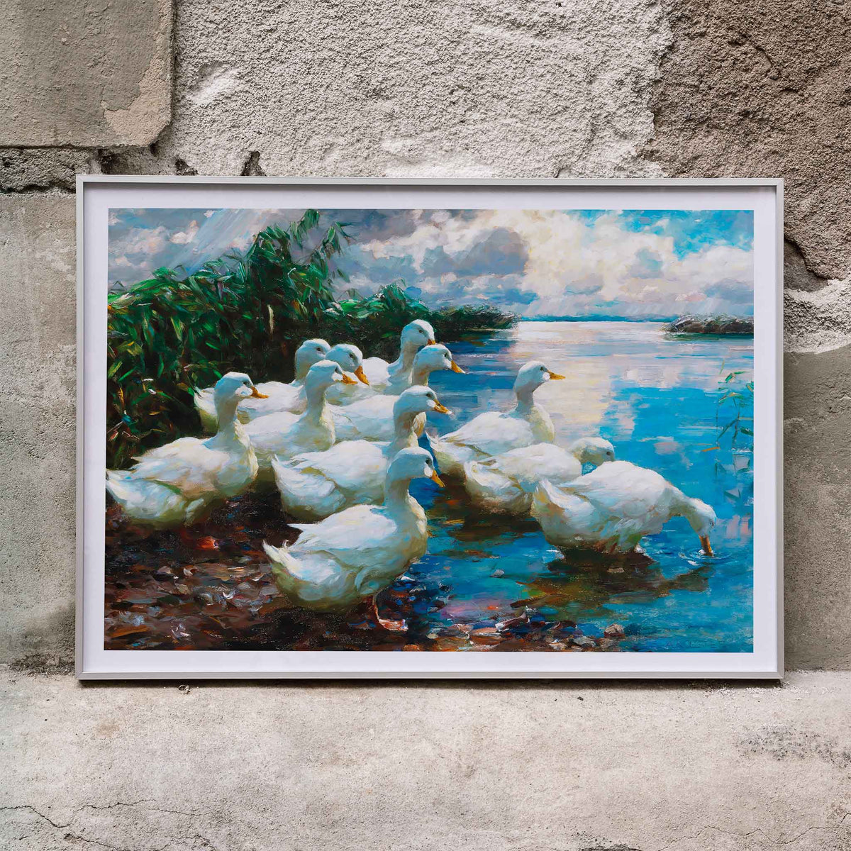 Canards au bord d'un lac Canvas Print
