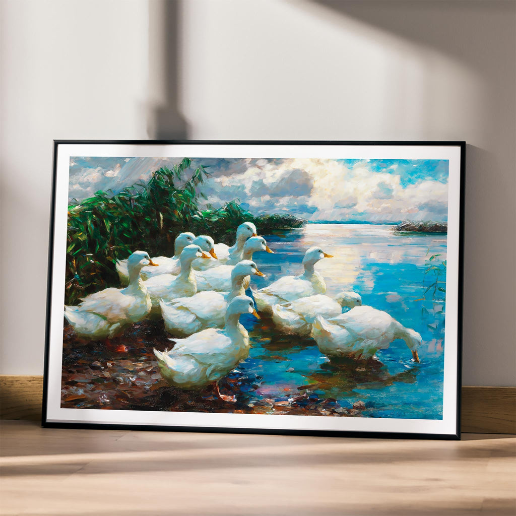 Canards au bord d'un lac Canvas Print