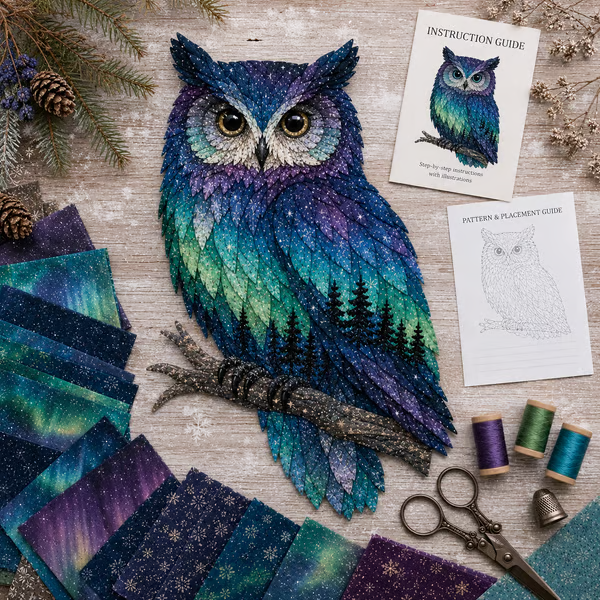 🔥LAST DAY 50% OFF - 🐻Northern Lights Wildlife DIY Patchwork Kit | Aurora Layered Fabric Art, Beginner Sewing Decor & Handmade Nature Gift