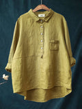 Ladies Casual Long Sleeve Shirt With Lapel Button Design