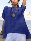 Women's Irregular Hem Cotton Linen Casual Shirt
