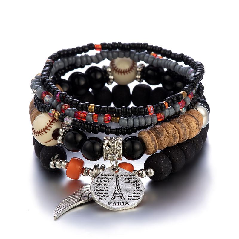 4-piece set of beaded crystal bracelet bohemian style female fashion bracelet jewelry